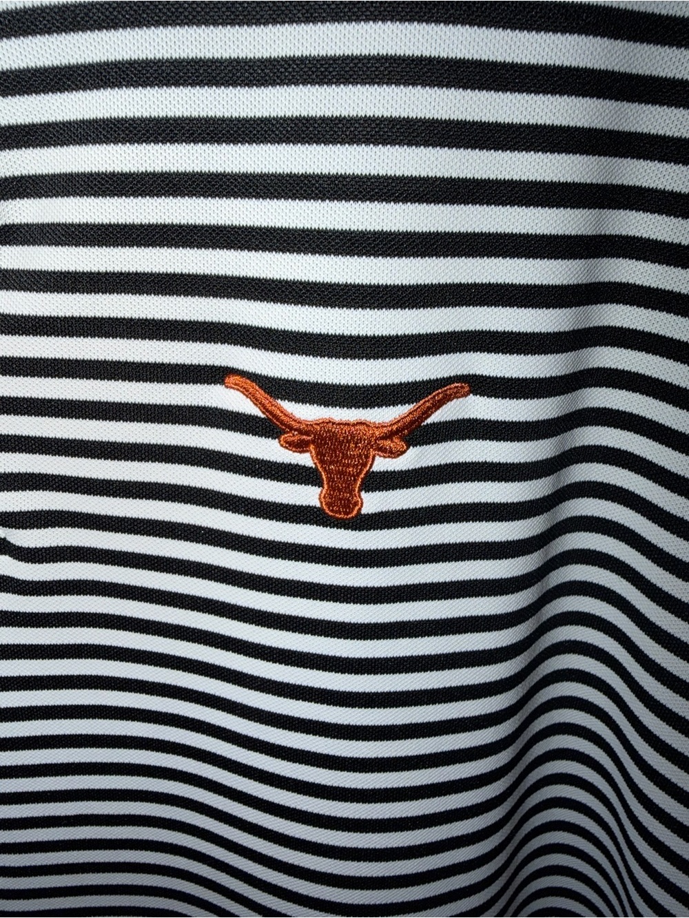 Peter Millar Performance Mesh Polo Black and White Stripe Texas Longhorn Large - Picture 3 of 5